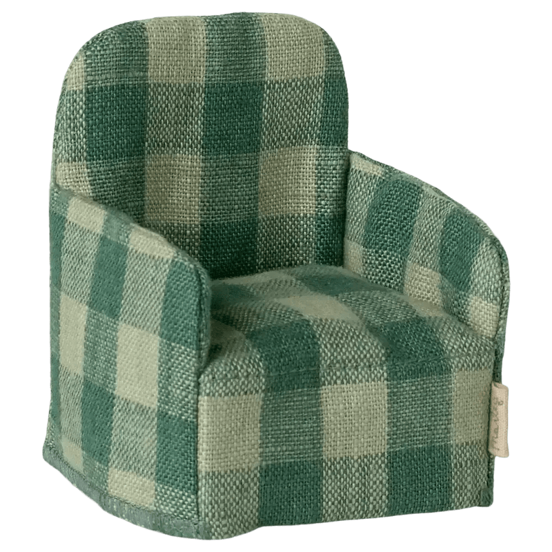 Maileg Folding Chair Mouse Green Check - Studio Play