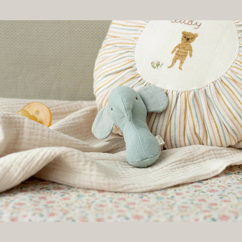 Maileg Lullaby Friends Elephant Rattle Light Dusty Blue
