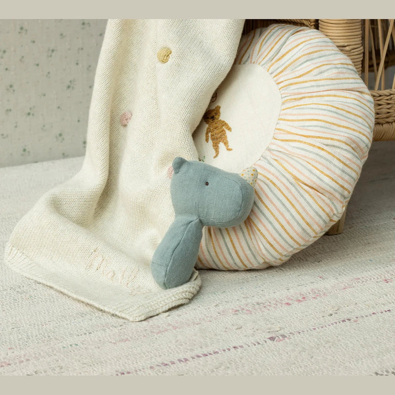 Maileg Lullaby Friends Rhino Rattle Dusty Blue
