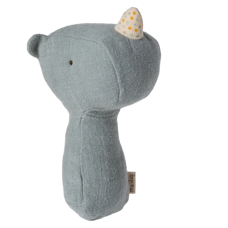 Maileg Lullaby Friends Rhino Rattle Dusty Blue