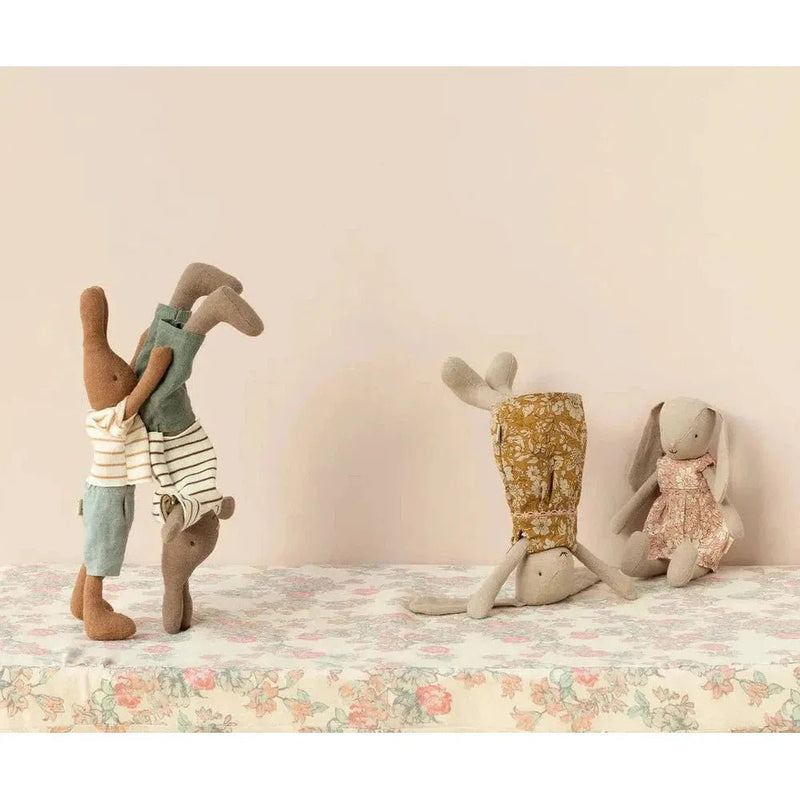 Maileg Rabbit Size 1 Chocolate Brown Striped T-shirt And Shorts - Studio Play