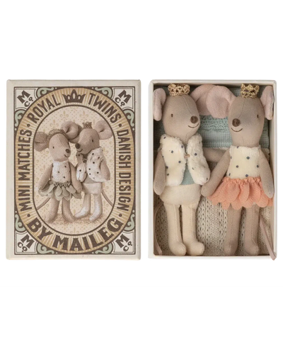 Maileg Royal Twins Mice, Little Sister And Little Brother In Matchbox 2