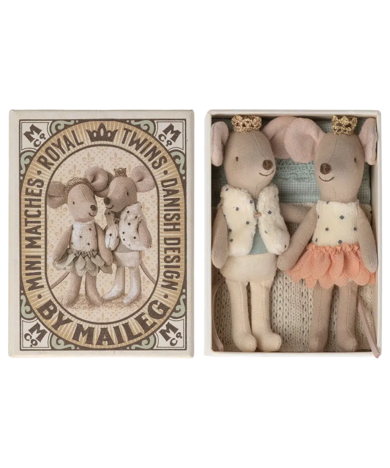 Maileg Royal Twins Mice, Little Sister And Little Brother In Matchbox 2