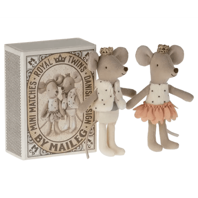 Maileg Royal Twins Mice, Little Sister And Little Brother In Matchbox II - Studio Play
