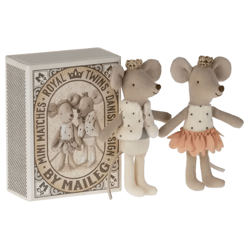 Maileg Royal Twins Mice, Little Sister And Little Brother In Matchbox II - Studio Play