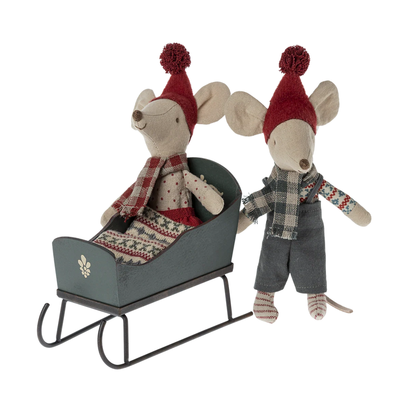 Maileg Sleigh, Mouse Green