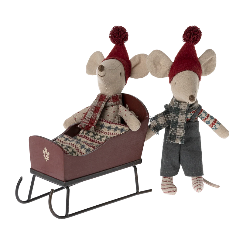 Maileg Sleigh, Mouse Red