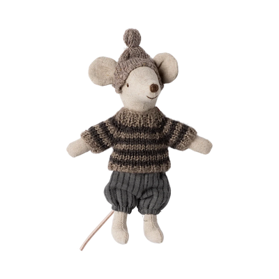 Maileg Winter Mouse With Ski Set, Big Brother Grey