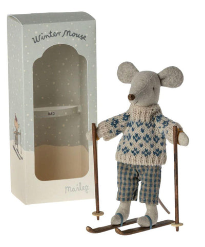 Maileg Winter Mouse With Ski Set, Dad