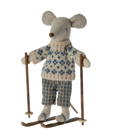 Maileg Winter Mouse With Ski Set, Dad
