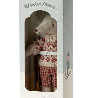 Maileg Winter Mouse With Ski Set, Mum - Studio Play