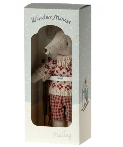 Maileg Winter Mouse With Ski Set, Mum