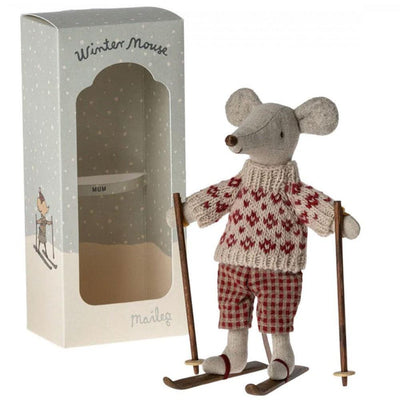 Maileg Winter Mouse With Ski Set, Mum - Studio Play