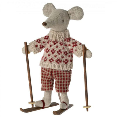Maileg Winter Mouse With Ski Set, Mum - Studio Play