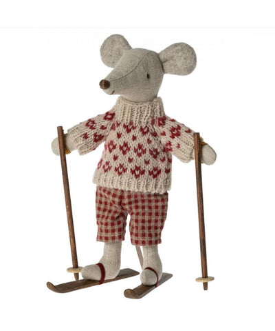 Maileg Winter Mouse With Ski Set, Mum