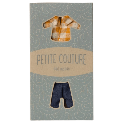 Maileg Yellow Checked Shirt And Pants Dad Mouse