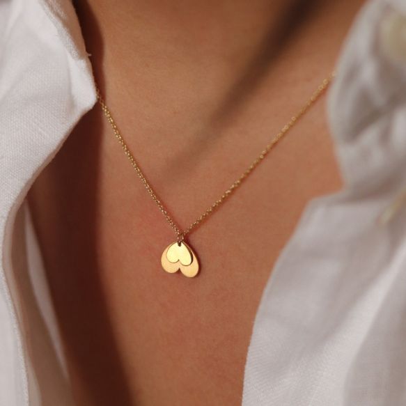 Mini Coquine Love 2 Overlapping Hearts Golden Necklace