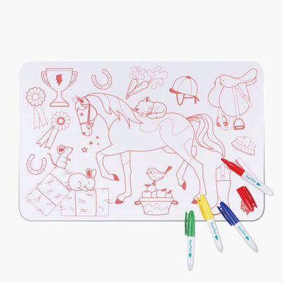 Super Petit Mini Travel Coloring Mat 'Pony Club'
