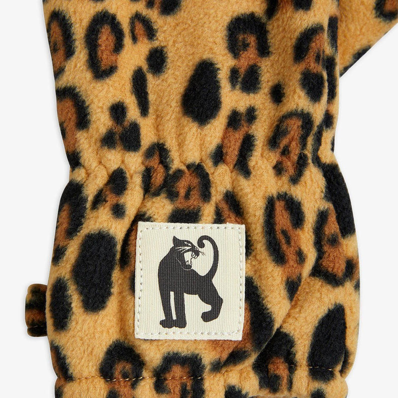 Mini Rodini Baby Basic Leopard Fleece Mittens - Studio Play