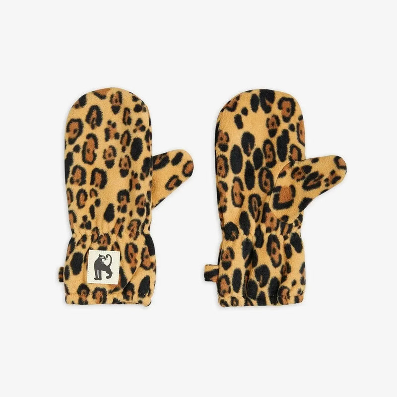 Mini Rodini Baby Basic Leopard Fleece Mittens - Studio Play