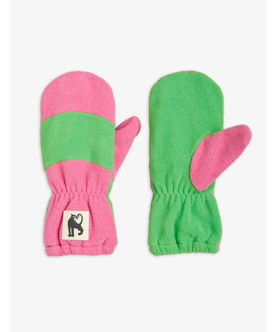 Mini Rodini Baby Fleece Panel Gloves Pink Green