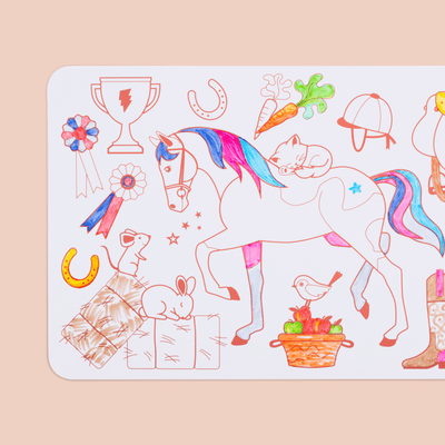 Super Petit Mini Travel Coloring Mat 'Pony Club'
