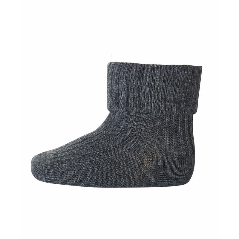 Mp Denmark Cotton Rib Baby Socks Dark Grey Melange 497 10589 - Studio Play