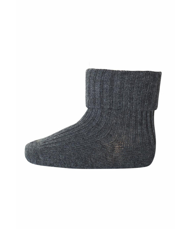 Mp Denmark Cotton Rib Baby Socks Dark Grey Melange 497 10589