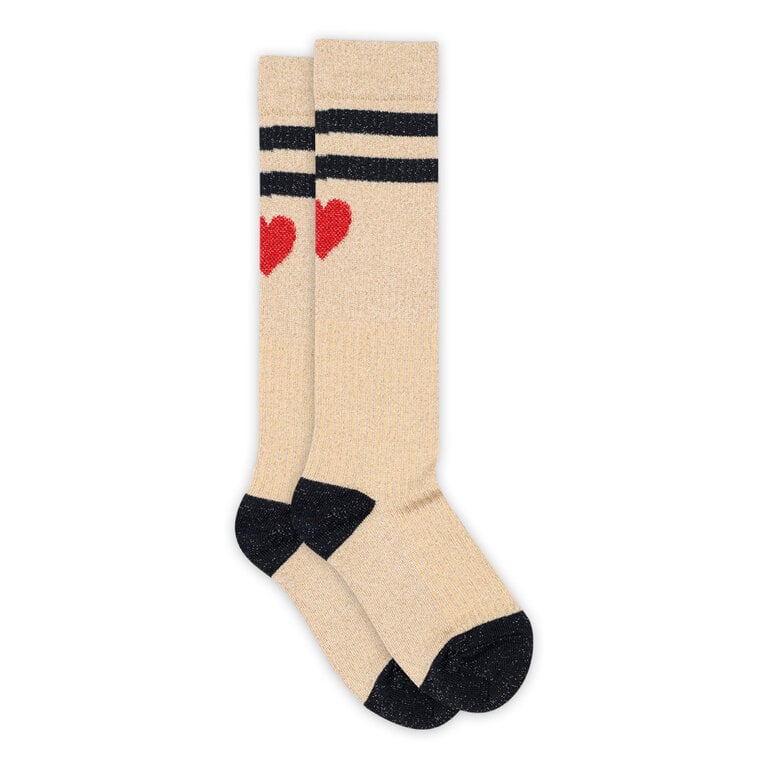 Mp Denmark Elga Glitter Knee Socks Champagne Beige 753