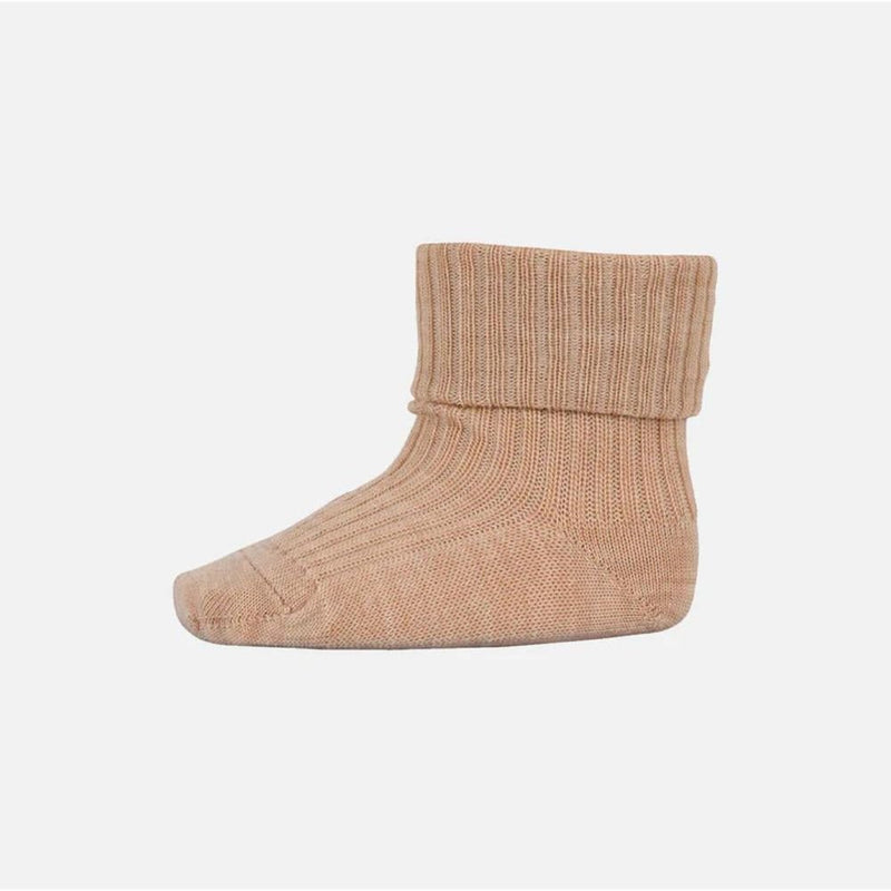 Mp Denmark Wool Rib Baby Socks 589 Camel Melange 1230 - Studio Play
