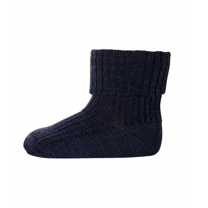 Mp Denmark Wool Rib Baby Socks 589 Dark Denim Melange 498 - Studio Play