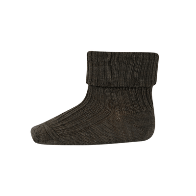 Mp Denmark Wool Rib Baby Socks Brown Melange 351 - Studio Play