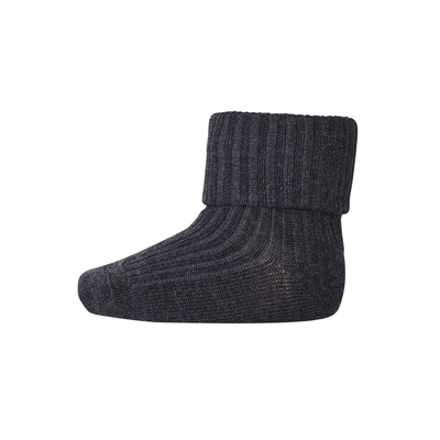 Mp Denmark Wool Rib Baby Socks Dark Grey Melange 497 - Studio Play
