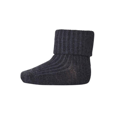 Mp Denmark Wool Rib Baby Socks Dark Grey Melange 497