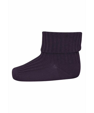 Mp Denmark Wool Rib Baby Socks Dark Purple 2001