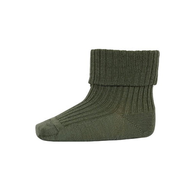Mp Denmark Wool Rib Baby Socks Olivine 1235