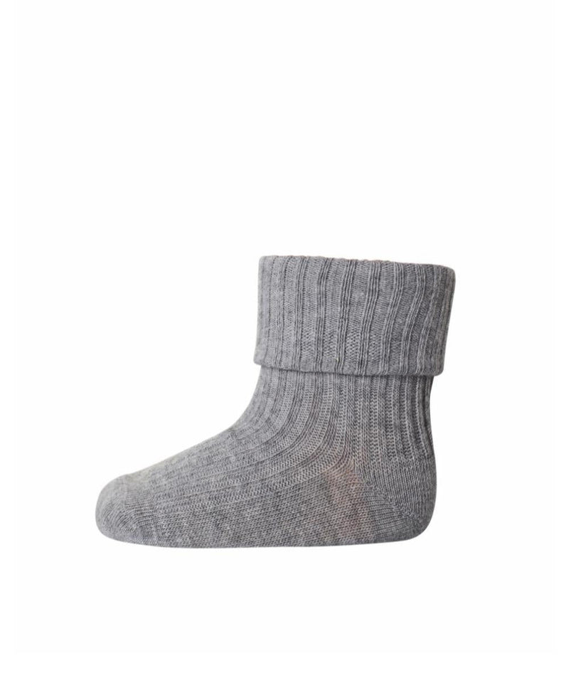 Mp Denmark Wool Rib Baby/Kids Socks Grey Melange 491