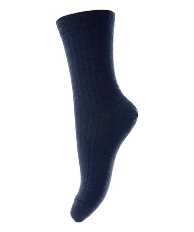 Mp Denmark Wool Rib Socks 718 Navy 807