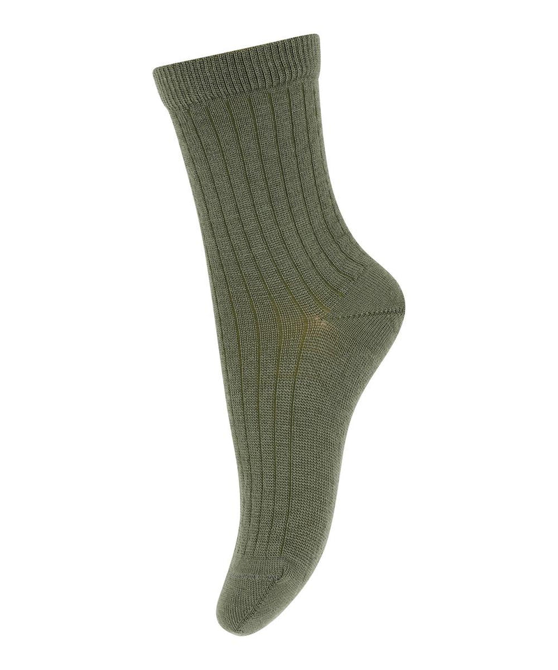 Mp Denmark Wool Rib Socks 718 Olivine 1235