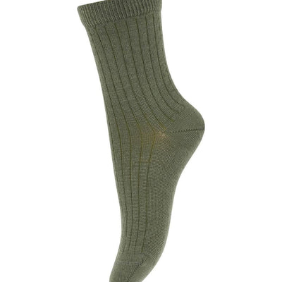 Mp Denmark Wool Rib Socks 718 Olivine 1235 - Studio Play