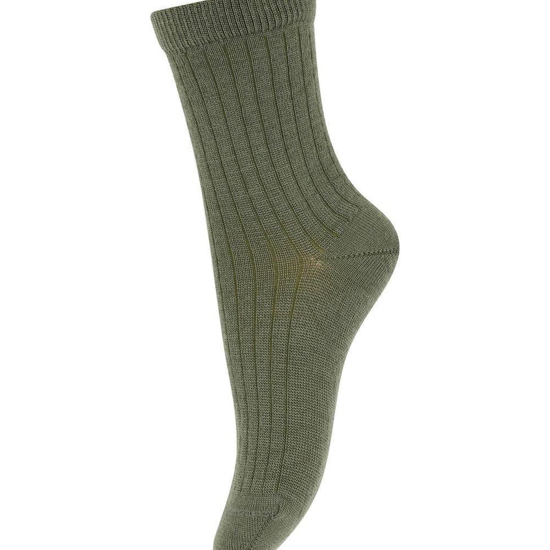 Mp Denmark Wool Rib Socks 718 Olivine 1235 - Studio Play