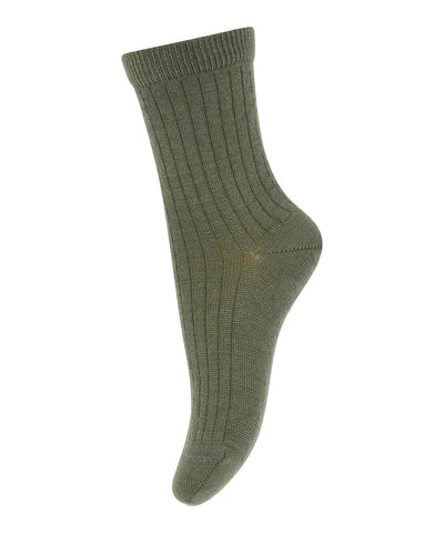 Mp Denmark Wool Rib Socks 718 Olivine 1235