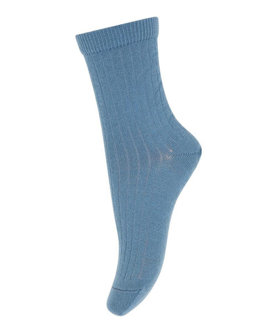 Mp Denmark Wool Rib Socks 718 Provincial Blue 2126