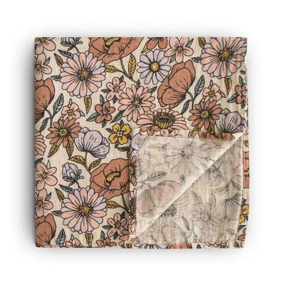 Mushie Muslin Swaddle Retro Flowers