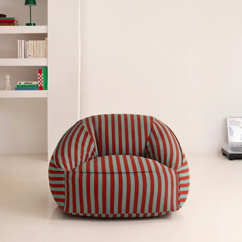 Nobodinoz Armchair Beanbag - Adult Size - Ziggy Red Teal Green Stripes