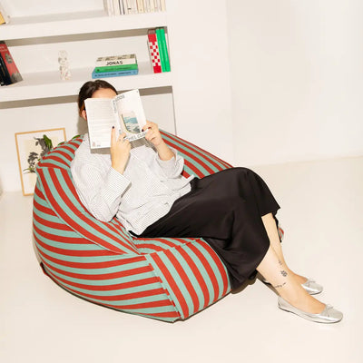 Nobodinoz Armchair Beanbag - Adult Size - Ziggy Red Teal Green Stripes