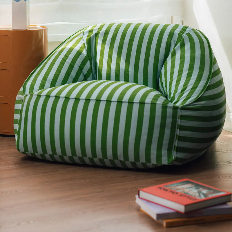Nobodinoz Armchair Beanbag - Adult Size - Ziggy Green blue stripes