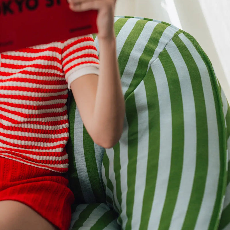 Nobodinoz Armchair Beanbag - Adult Size - Ziggy Green blue stripes