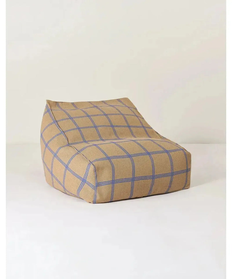 Nobodinoz Armchair Beanbag Vibes Brown Blue Windowpane