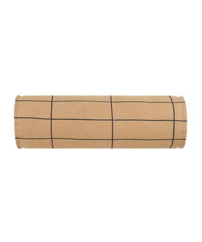 Nobodinoz Cylinder Cushion Brown Black Grid